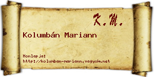 Kolumbán Mariann névjegykártya